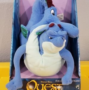 Hasbro Warner Bros Quest for Camelot 9" Devon & Cornwall 2-Headed Dragon Plush